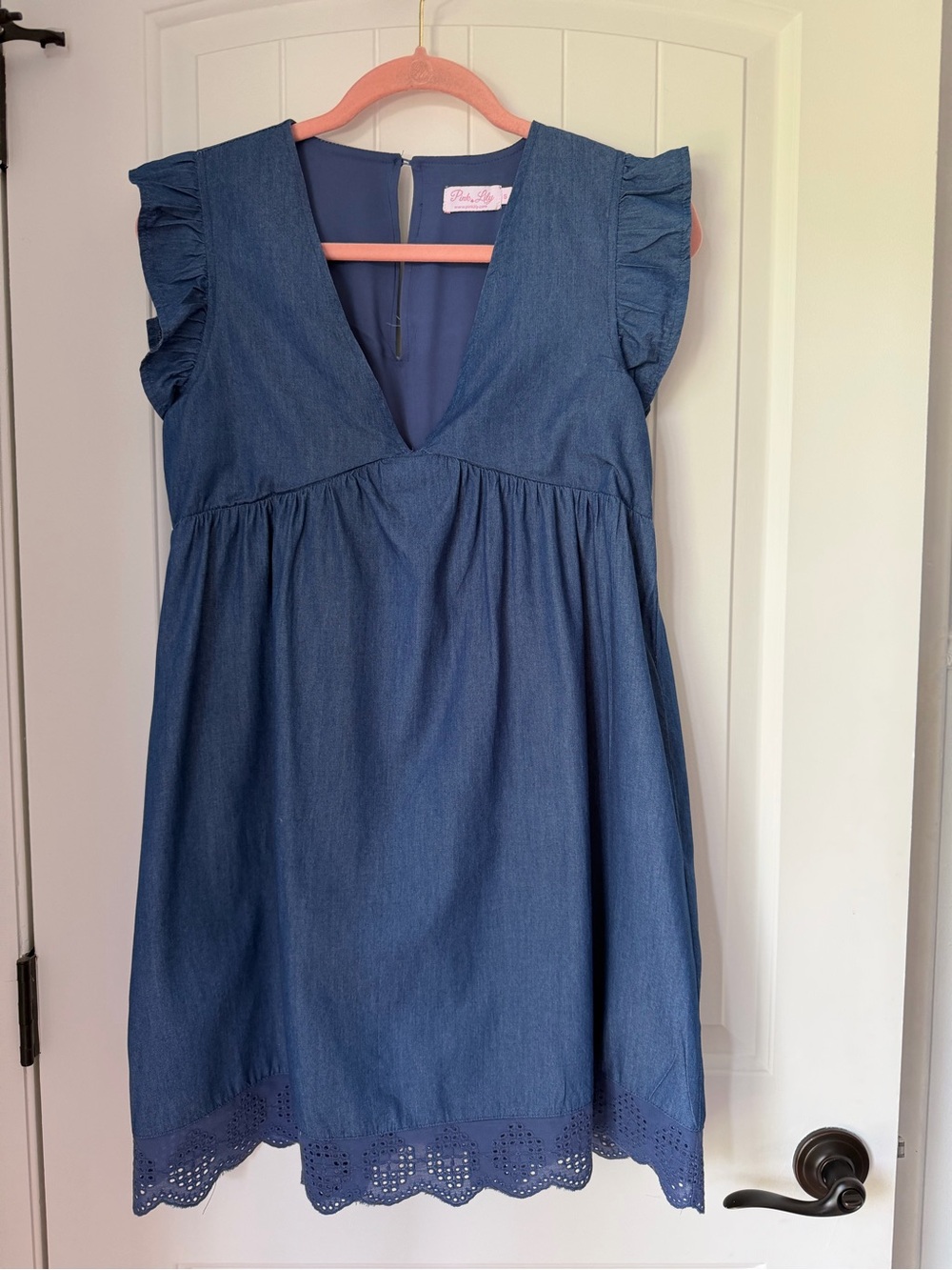 Pink Lily Blue Denim-Look Ruffle Sleeve Dress Size S